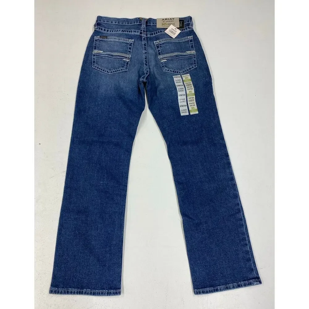 NEW Men Ariat M5 Marston Straight Leg Walden denim blue jeans, 33/32